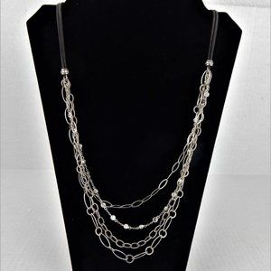 Silpada Necklace N2302 Sterling 'Everlasting' CZs Multi Strand on Suede Cord 28"